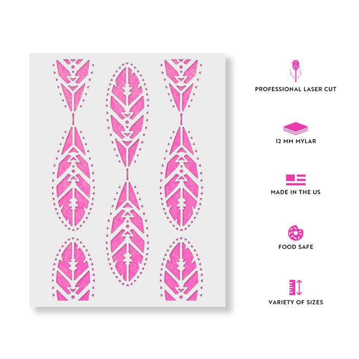 Tribal Paddle Pattern Wall Stencil