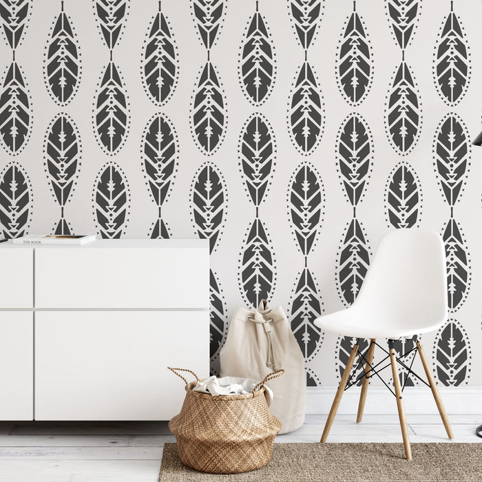 Tribal Paddle Pattern Wall Stencil