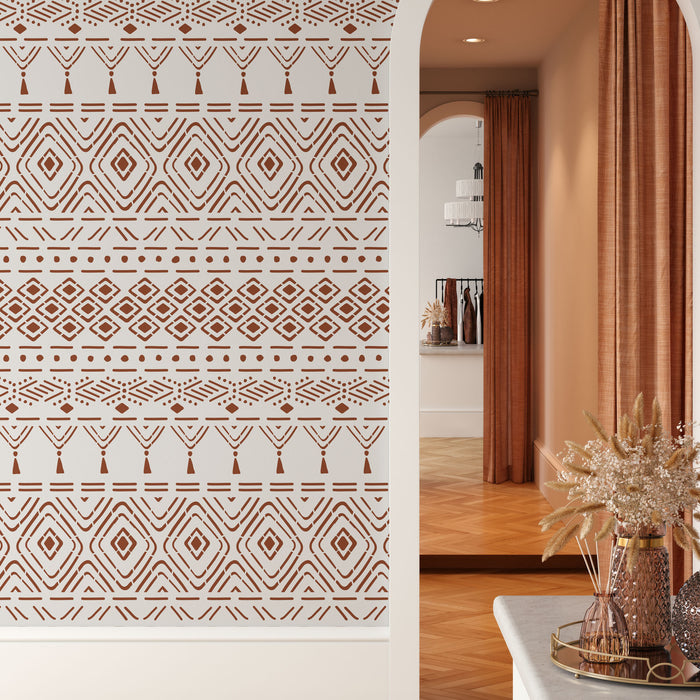 Tribal Rug Pattern Wall Stencil