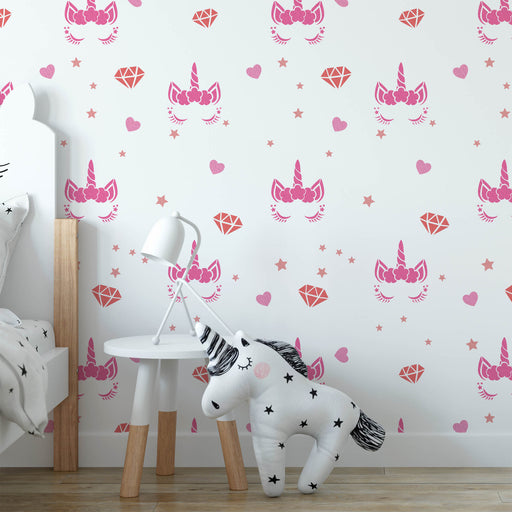 Unicorn Face Pattern Wall Stencil