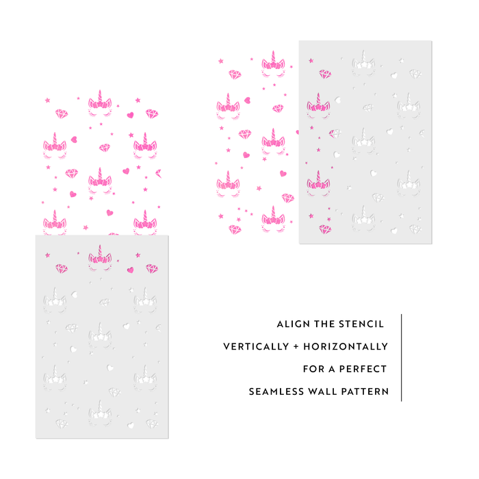 Unicorn Face Pattern Wall Stencil