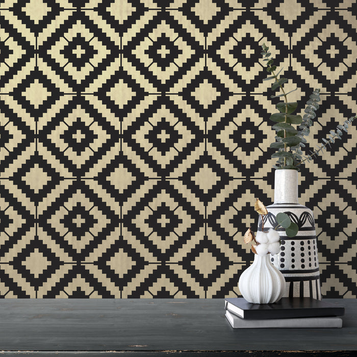 Urban Tribal Pattern Wall Stencil