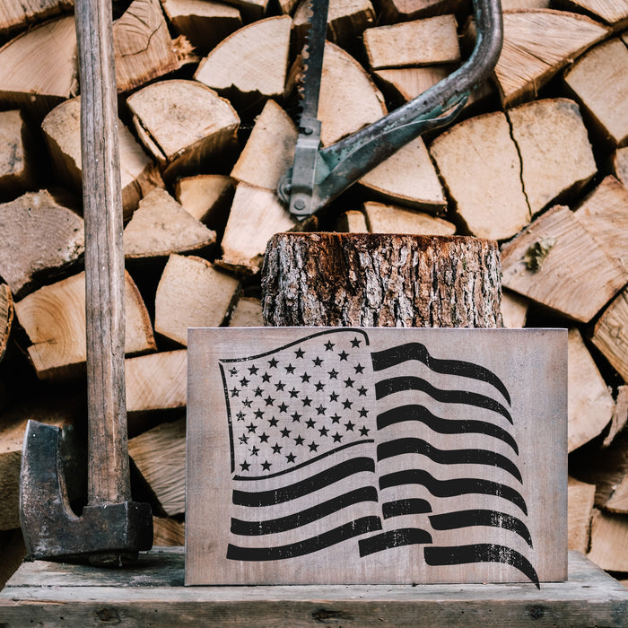 Waving American Flag Stencil