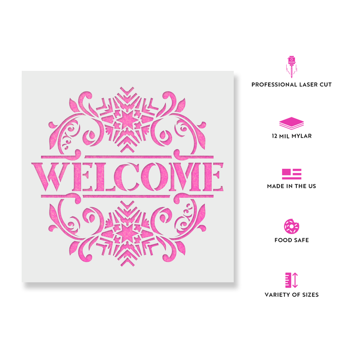 Welcome Snowflake Wall SIgn Stencil