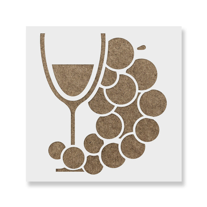 Wine Glass Grapes Stencil