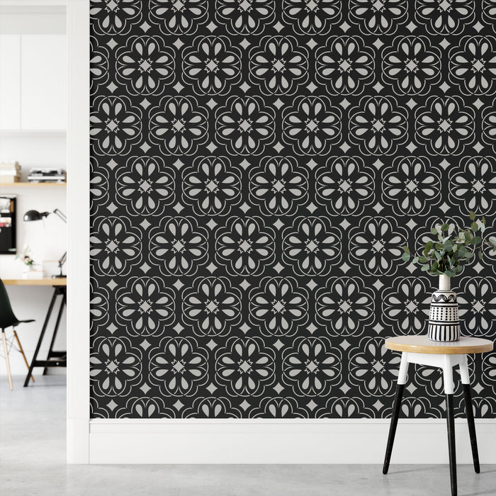 Zydeco Hibiscus Pattern Wall Stencil