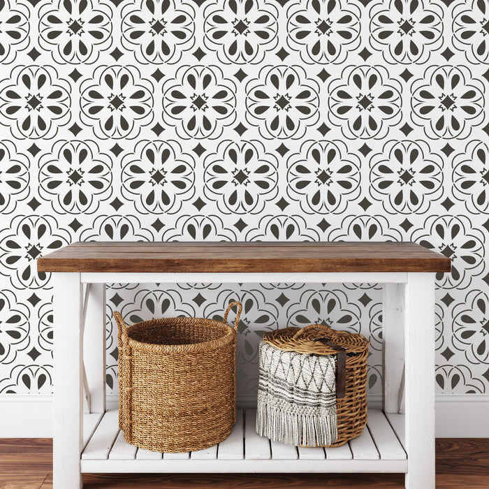 Zydeco Hibiscus Pattern Wall Stencil