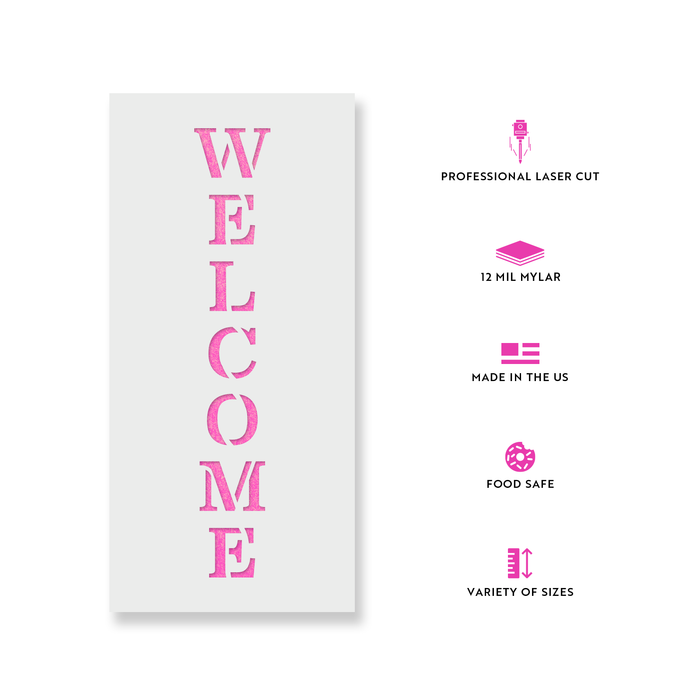 Vertical Sign Welcome Stencil - Stencil Welcome, Welcome Sign Stencil,  Welcome Stencil, Welcome, Stencil Word